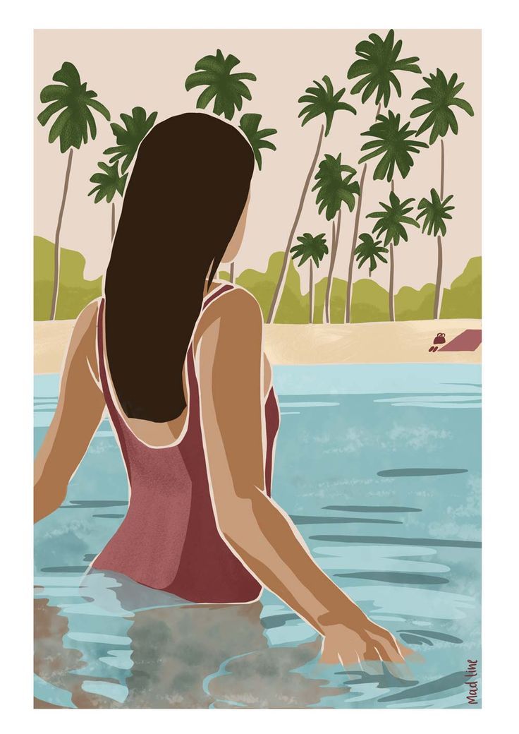 Baignade - Tableau Qualité Galerie d'Art - Illustration de Madeline Percher