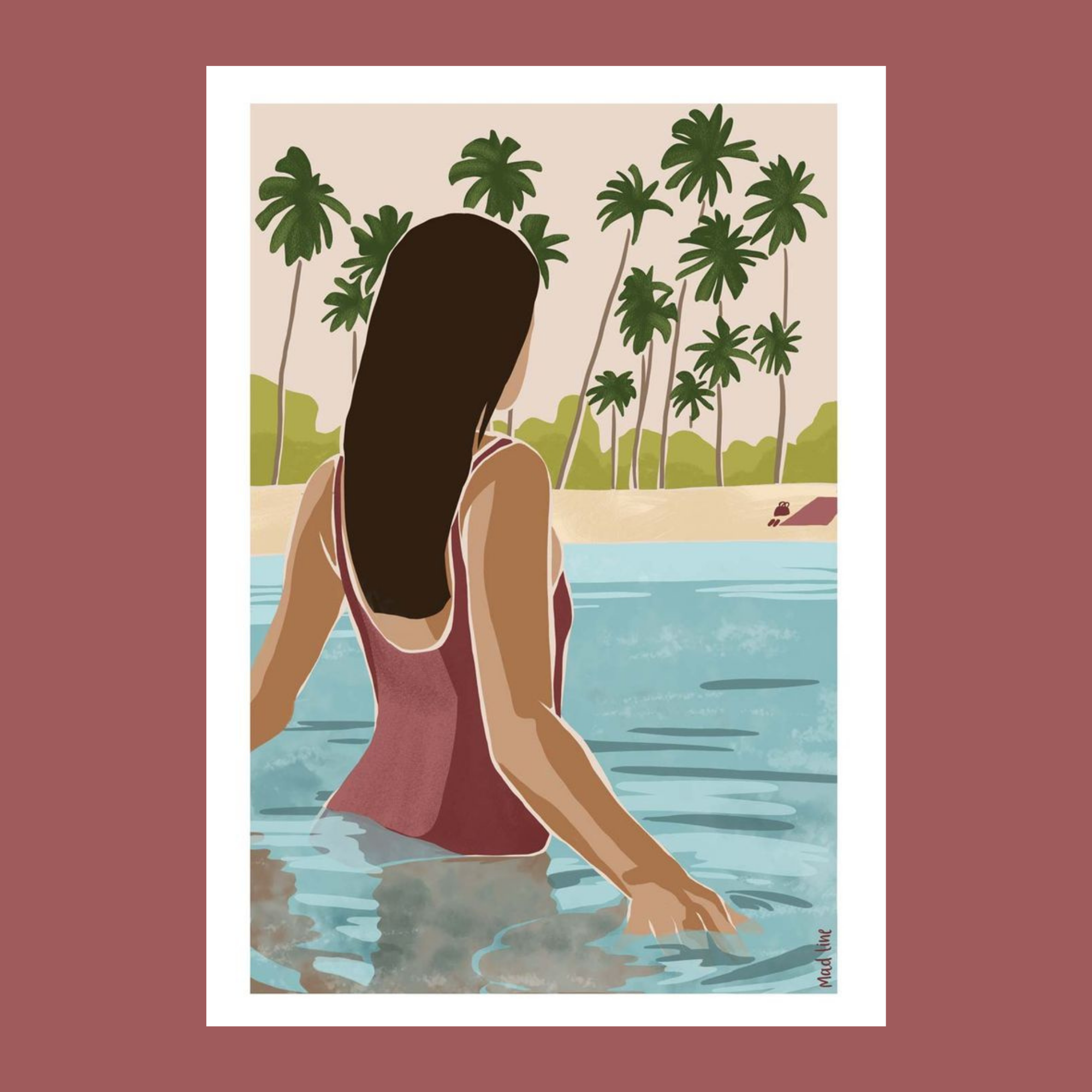 Baignade - Tableau Qualité Galerie d'Art - Illustration de Madeline Percher