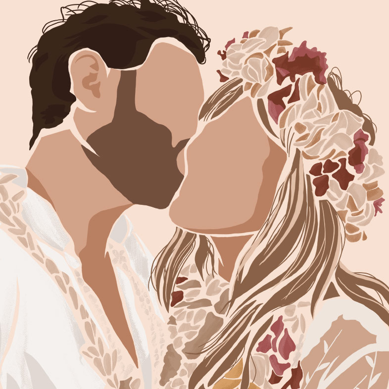 Illustration d'un couple s'embrassant