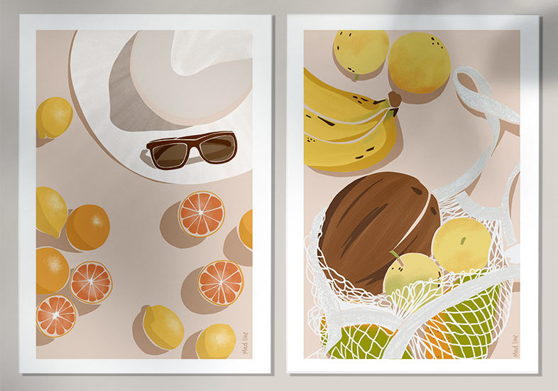 Deux illustrations présentant des fruits